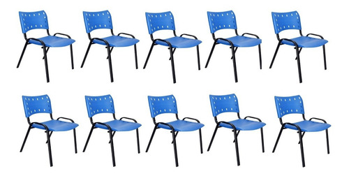 Kit Com 10 Cadeiras Iso Escolas E Consultórios  Azul 