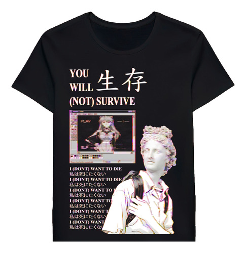 Remera You Will Not Survive Evangelion Sad Japanese Aest1929