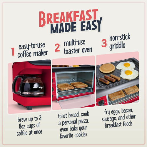 Estación De Desayuno 3 En 1, Incluye Cafetera, Plancha Antia