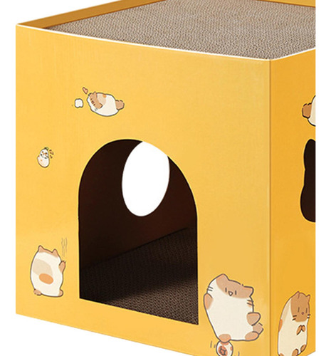 Casa De Gato, Tablero Rascador, Cartón, Caja De Amarillo S