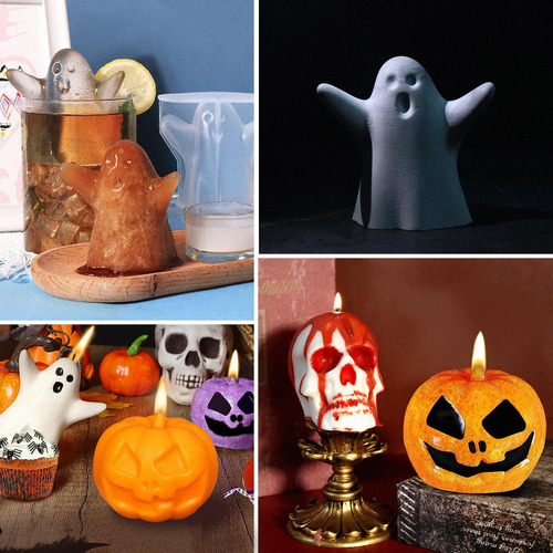 Moldes De Vela Silicona Halloween 3d Calabaza Fantasma