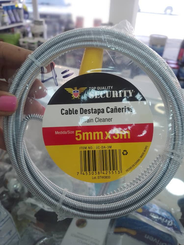 Cable Destapa Cañeria Security 5mm X 3 Metros