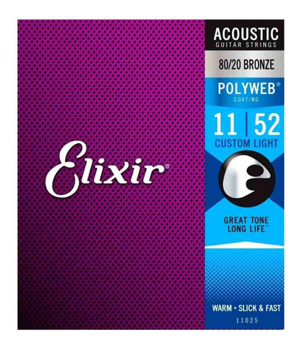 Elixir® Polyweb 11-52 Cuerdas Para Guitarra Acustica Origina