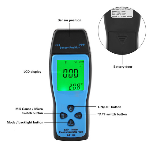 Tester Emf Digital Probador Emf Plástico Abs Para