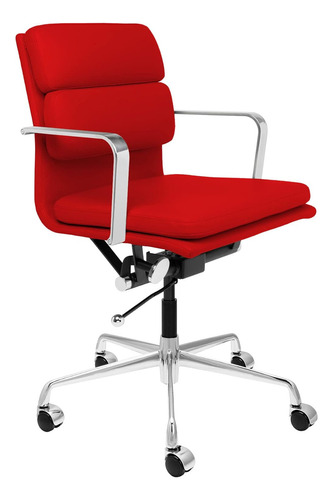 Silla De Oficina Acolchada De Gestión Rojo