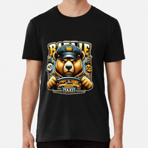 Remera Ilustración Oso Taxista Molesto. Algodon Premium