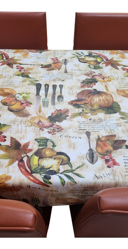 Mantel Mesa Rectangular 1.4x1.8 Impermeable Cuerina Afelpada Calabazas