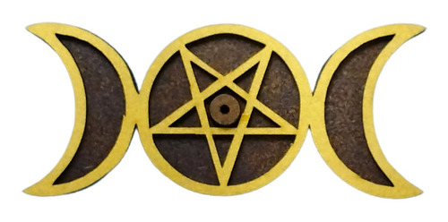 Porta Incenso Vareta Tri Lua Com Pentagrama Mdf Magia Wicca 