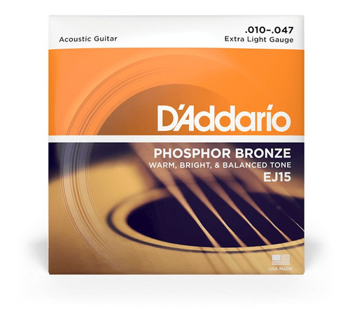 Cuerdas Guitarra Acustica 010 Daddario Phosphor Bronze Ej15