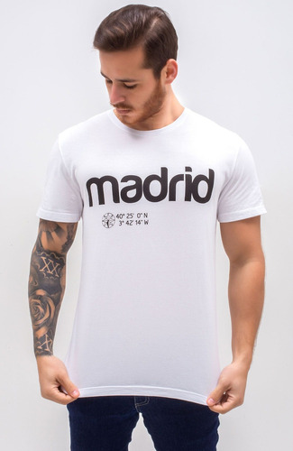 Camiseta Madrid (madri) Branca Exclusiva E Com Frete Grátis