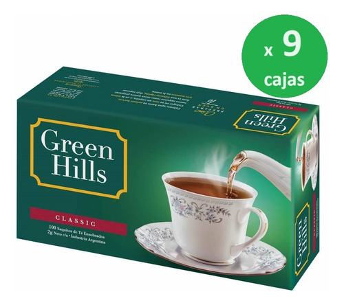 Pack Té Green Hills 100 Saquitos Ensob. X 9 Cajas- Dh Tienda