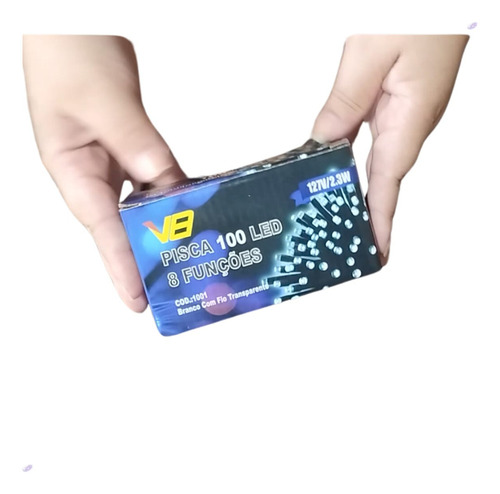 Pisca Pisca Led Luz De Natal Festa 100 Led 8 Funções 9 Metro Luzes Prata 110v