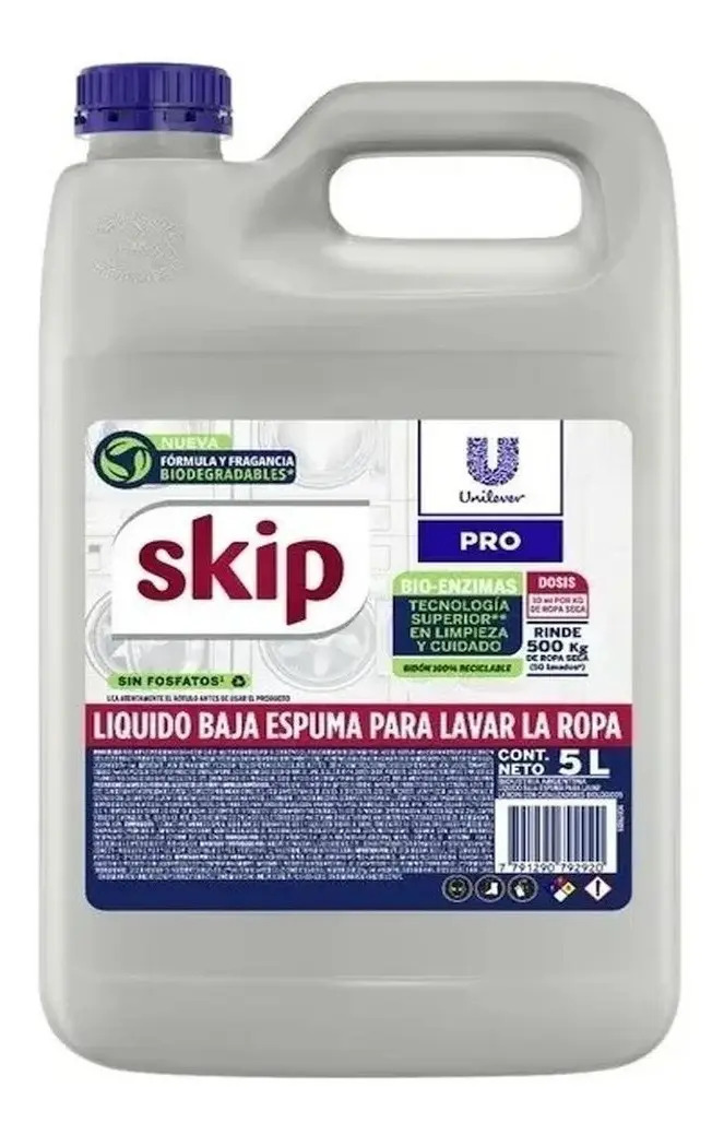 Jabón Líquido Skip Profesional Baja Espuma 5 Litros