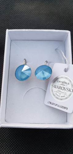 Aros Swarovski Celestes Nuevos Certificados