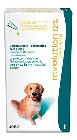 Antiparasitario Revolution12% Pipeta Para Perros 20,1 A 40kg