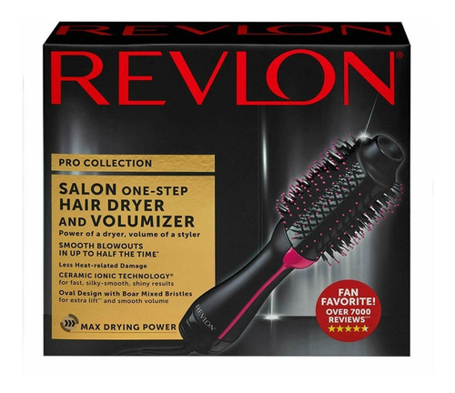 Imagen 2 de 7 de Cepillo Secador Voluminizador Revlon Pro Original Rosa Negro