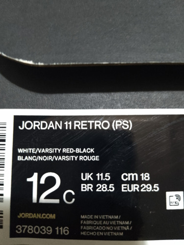 Jordan 11 Retro (ps) 18cm (Usado)