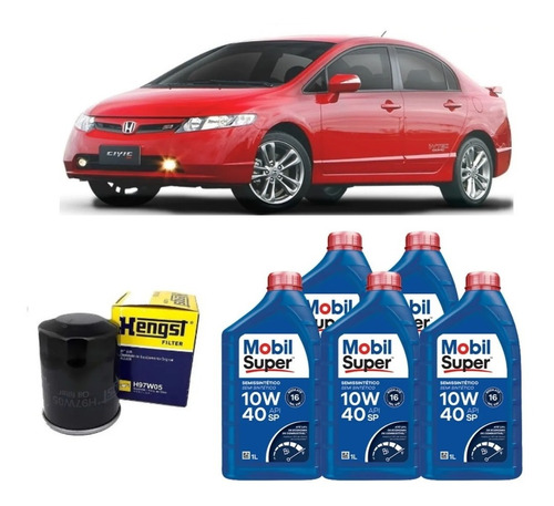 Kit Troca De Óleo Mobil 10w40 Honda Civic Si 2.0 H97w05