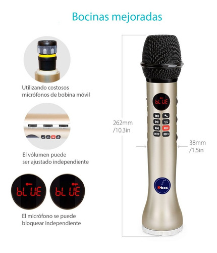 Microfono K-box Karaoke Bocina Bluetooth Navidad Inalmbrico