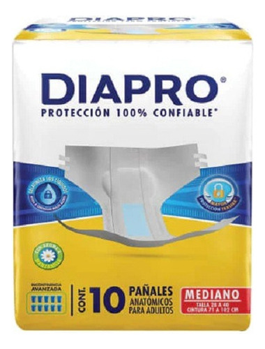 Diapro Basico Manzanilla Talla Mediano 4 Bolsas /10 Pañales