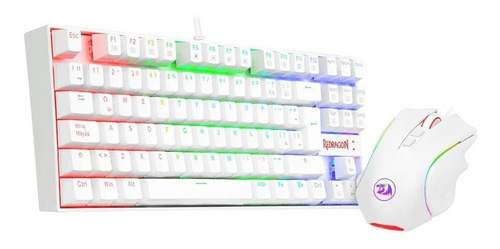Combo Gamer Redragon Teclado Kumara White Rgb + Griffin