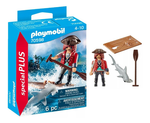 Playmobil Special Plus 70598  Pirata Con Balsa Y Tiburon 