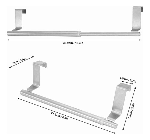 Barra Retráctil Acero Inoxidable Para Toallas 34cm Plateado