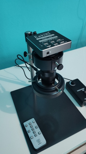Câmera Microscópio Full Hd 37 Mp Hdmi Usb - Testado Cor Câmera cinza e suporte preto 110V/220V