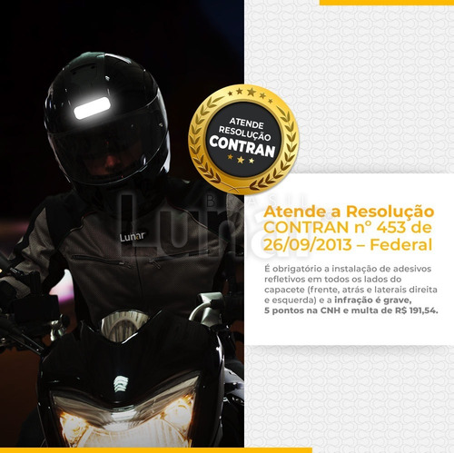 Imagem 6 de 9 de 10 Kits De Adesivo Refletivo Capacete Moto Bike Preto Dm