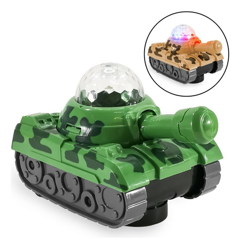Brinquedo de tanque de guerra com luzes e som - cor de camuflagem Otec verde militar