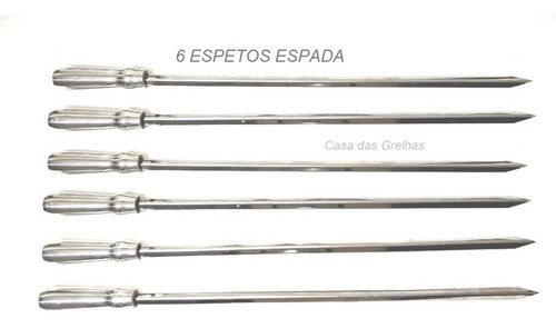 6 Espetos Inox Cabo De Alumínio 67cm Ou 57cm - Tipo Espada