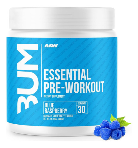 Raw Cbum Essential Pre Workout Pre Entreno 30 Servicios Sabor Blue Raspberry