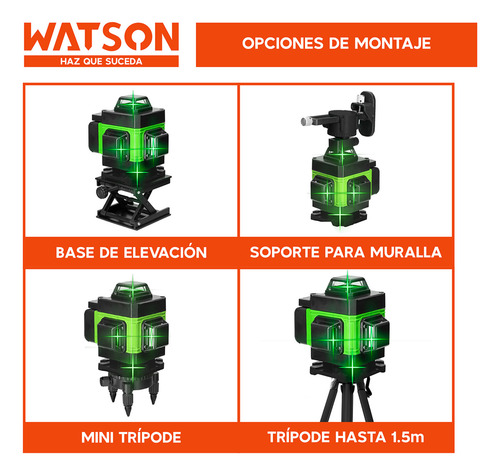 Nivel Láser 16 Líneas Watson Auto + 2 Baterías + Trípode