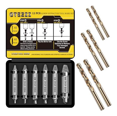 Gifts For Men12 Pcs Damaged Screw Extractor Set,6 Pcs Hss 6