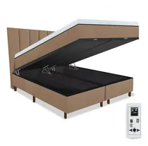 Comprar Eco New Colchões Prince colchão magnético embalado a vácuo Queen massageador com 1000 tipos de massagens mais cama box baú mais cabeceira painel fixada na parede cor bege