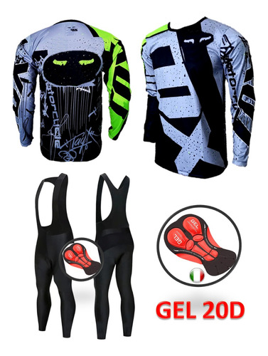 Uniforme Mtb Ciclismo Jersey Enduro+ Pantalón Badana Gel 20d