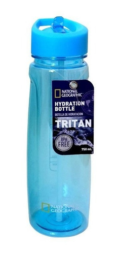 Imagen 1 de 3 de Botella Hidratación Natgeo Tritan Cilindro Azul 750 Ml