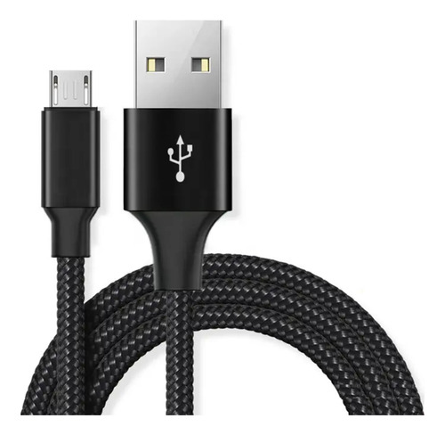Cable Usb-a A Micro Usb Carga Rapida 6a Mallado De 3 Metros Color Negro