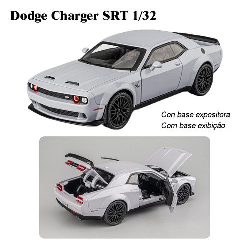 Colección de regalo de minicares Dodge Charger Srt con base de color gris, personaje del Challenger Srt