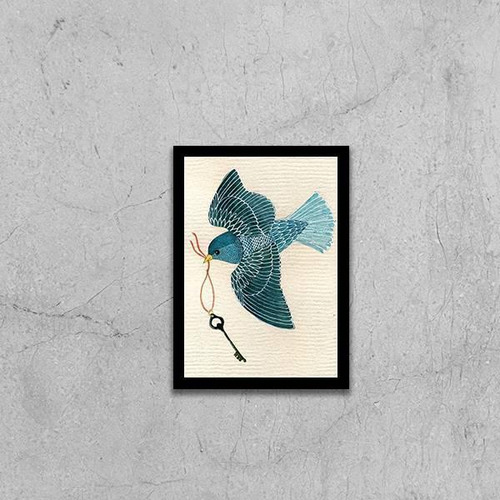 Marco decorativo Bird Key, 45 x 34 cm, marco negro