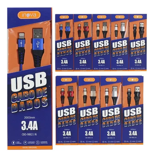 Cabo de Iphone Carregador USB Colorido Emborrachado 1.2M