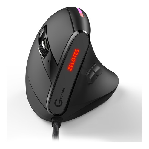 Mouse Gamer Zelotes Programable Vertical Ergonomico 9 Boton Color Negro