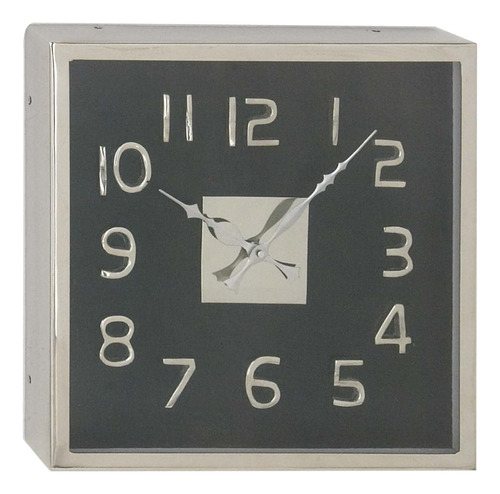 43543 Reloj De Pared, Negro/plata