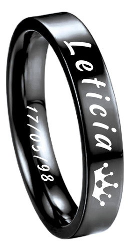 Anillo Personalizable De Acero Inoxidable 4mm Negro 11