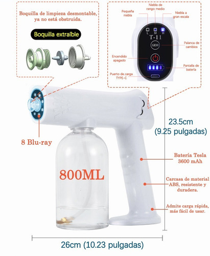 Imagen 2 de 10 de Pistola Sanitizante Alta Calidad Con Boquilla Reemplazable