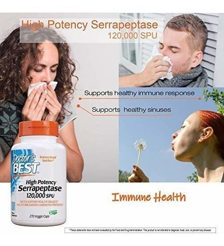 Imagen 3 de 5 de Enzimas Serrapeptasa, Doctor's Best, 90 Cápsulas Vegetales