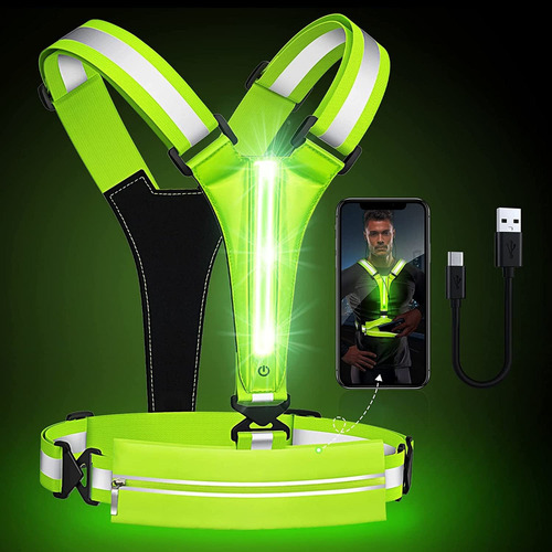 Chaleco Reflectante Led For Correr Recargable Por Usb Luz .