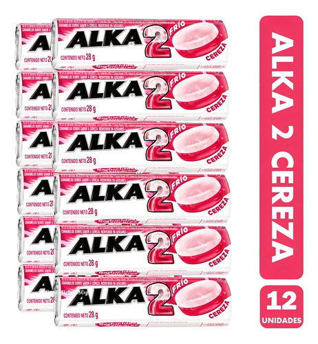 Caramelos Alka 2 Capas Sabor Cereza Y Frio Caja 12 Unidades