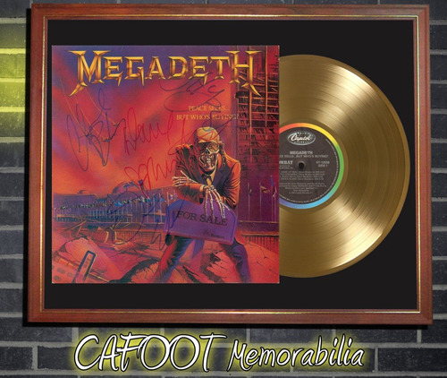 Megadeth Peace Sells... Tapa Lp Firmada Y Disco Oro Marco
