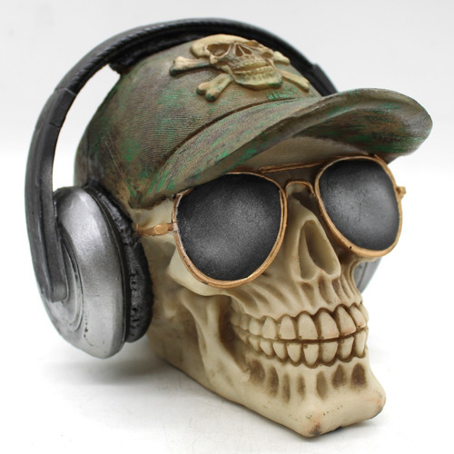 Crânio Boné Com Fone E Óculos - Caveira - Skull - Esqueleto